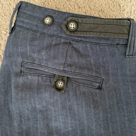 Men’s Brooklyn Industries Dark Blue Striped Pants with Leather Accents, Size 34 - Picture 8 of 12